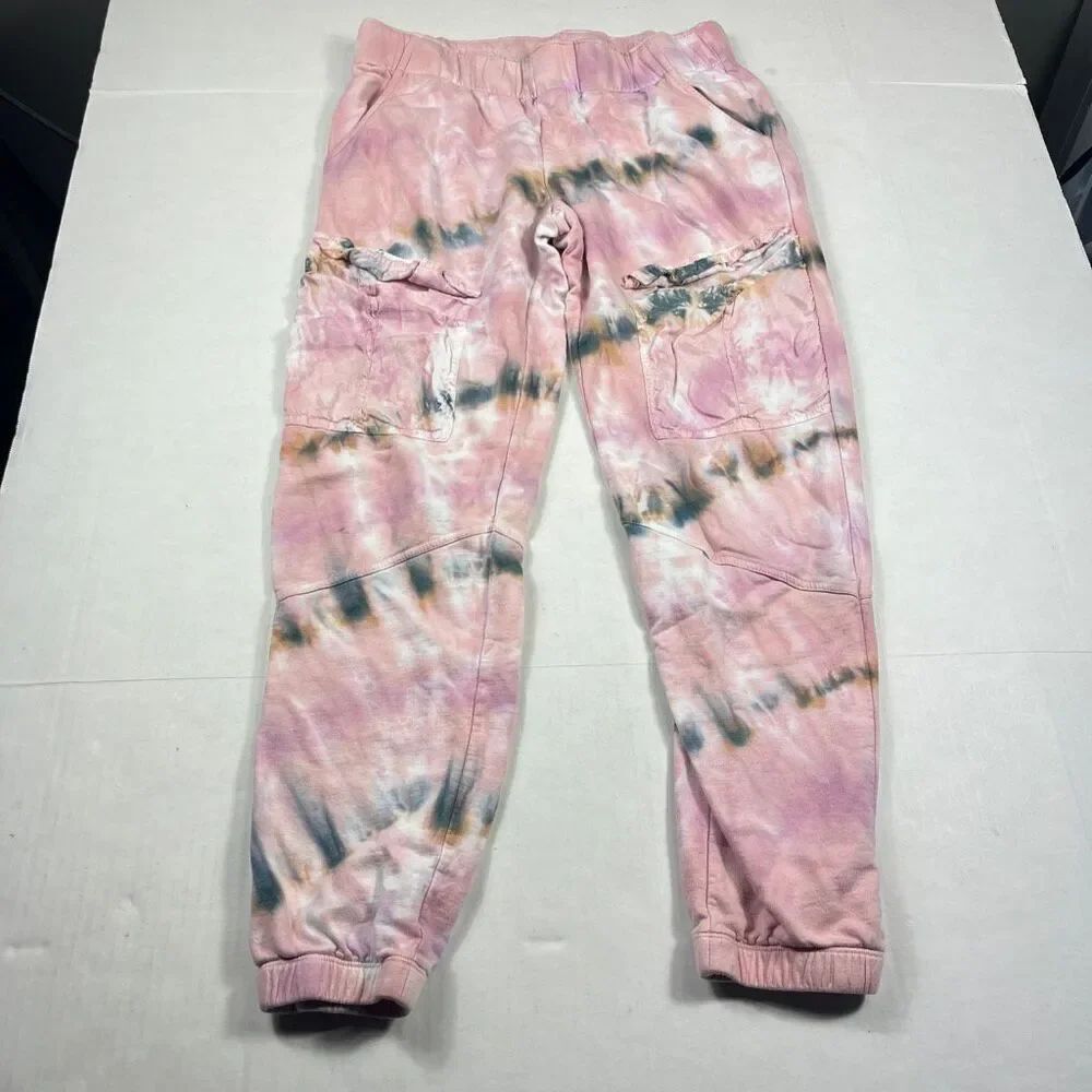 Young Fabulousβ& Broke Tie Dye Cargo Joggers Boho Casual Distressed Sweatpants M